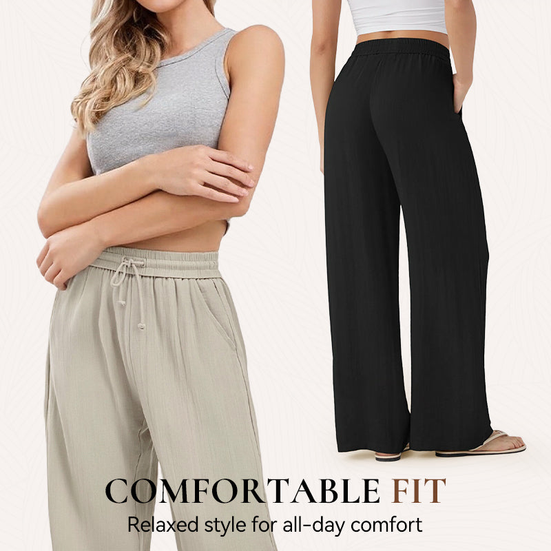 ✨Lightweight Linen Pants Solid Color Drawstring Casual Pants