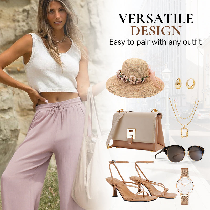 ✨Lightweight Linen Pants Solid Color Drawstring Casual Pants
