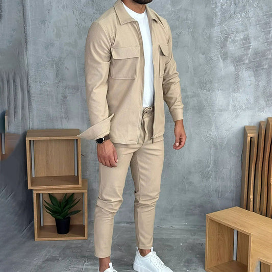 Men’s Minimalist Jacket & Pants 2-Piece Set