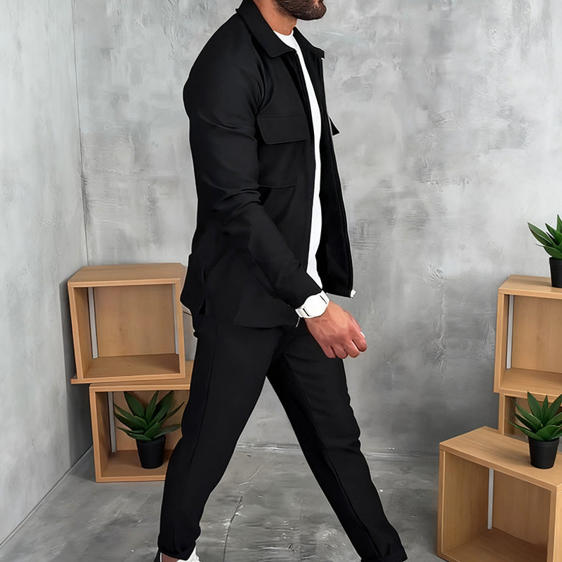 Men’s Minimalist Jacket & Pants 2-Piece Set