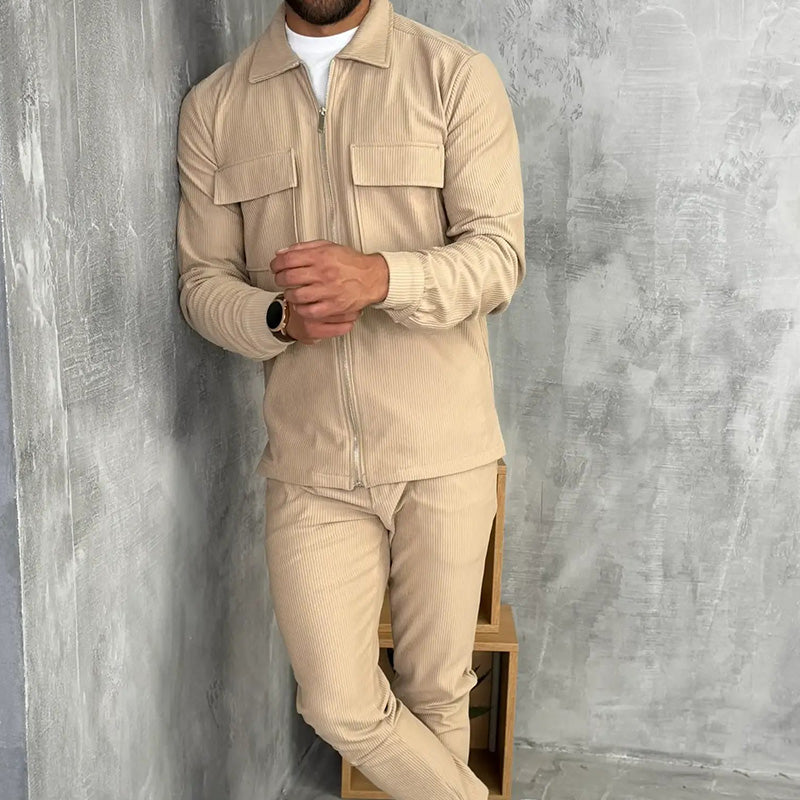 Men’s Minimalist Jacket & Pants 2-Piece Set